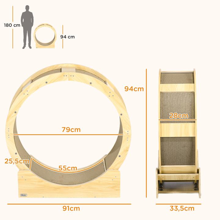 Produktbild PawHut Katzenlaufrad (94 cm, Eiche)