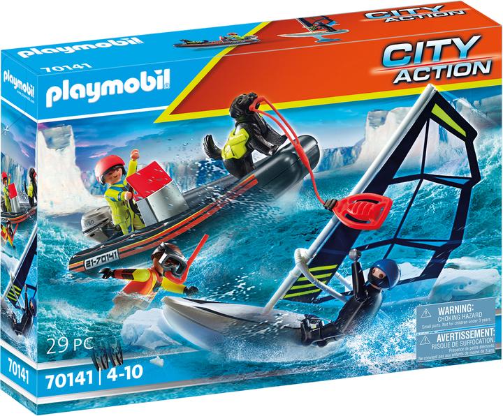 Image du produit Playmobil Détresse maritime : sauvetage d'un voilier polaire par canot pneumatique (70141, Playmobil City Life)