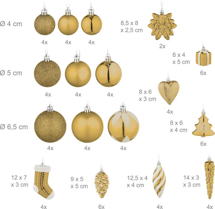 Actual product image Relaxdays Christmas baubles set (72 -part)