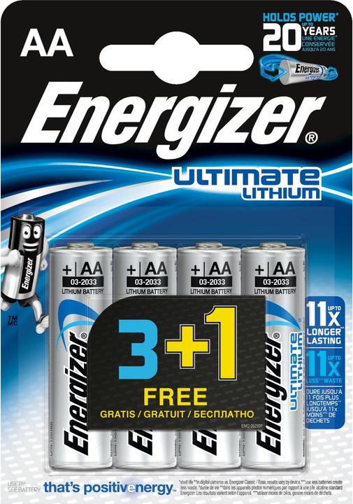 Produktbild Energizer Mignon (AA)-Batterie Lithium Ultimate FR6 (4 Stk., AA, 3000 mAh)