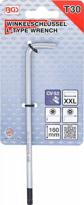 Image du produit BGS Clé allen | extra longues | profil T (pour Torx) avec/sans perçage T30 (Section en T)