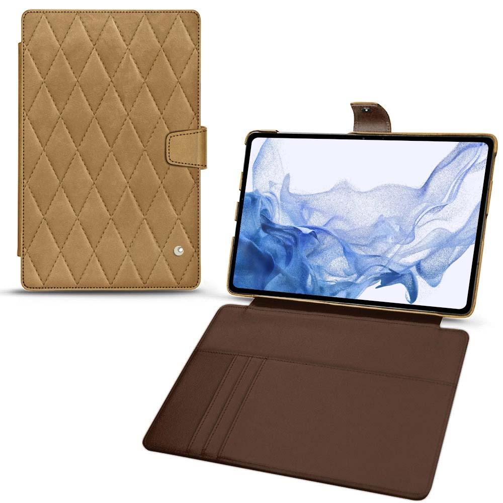 Noreve Lederschutzhülle Wallet (Galaxy Tab S8 Ultra), Tablet Hülle, Braun