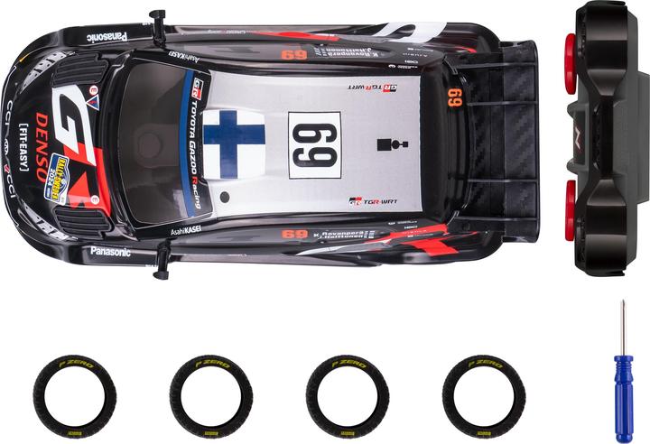 Actual product image Nikko Toyota Gazoo Racing Rovanperä Sweden Rally 2024 Remote Control Car with Extra Wheels, 1:16