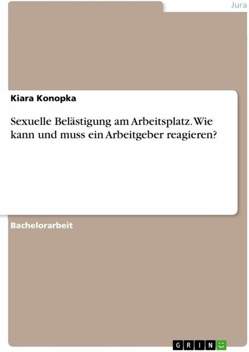 Produktbild Sexuelle Belästigung am Arbeitsplatz. Wie kann und muss ein Arbeitgeber reagieren? (Deutsch, Kiara Konopka, 2024)