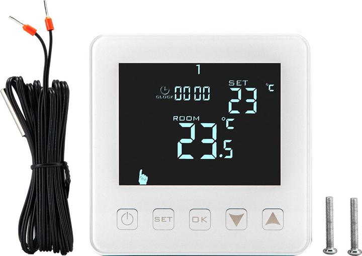 Actual product image Casativo Wall thermostat for underfloor heating, touch buttons, LCD display, programmable, set of 4