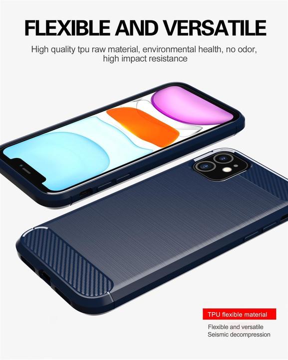 Actual product image Cadorabo TPU Ultra Slim carbon stainless steel Combi Cover (Apple iPhone 11)