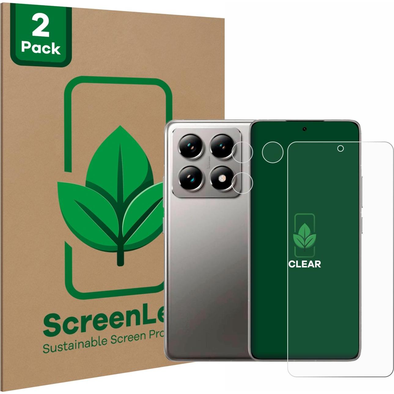 ScreenLeaf Schutzfolie nachhaltiger Displayschutz Displayschutzfolie Folie Klar Transparent (2 Stück, Xiaomi 14T), Smart...