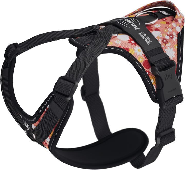 Actual product image Julius-K9 K9 Longwalk light sele w/handle+trackerpocket,Pink flower,S (S, Dog, General)