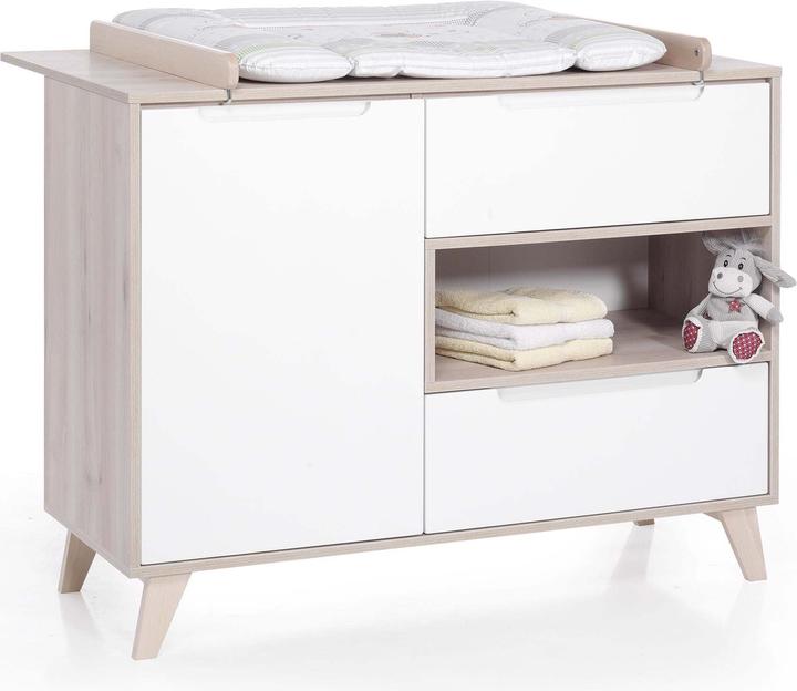 Pali Teo - Fasciatoio Neonato Con Cassettiera E Vaschetta Bagnetto Estraibile Colore Bianco Grigio P 412221