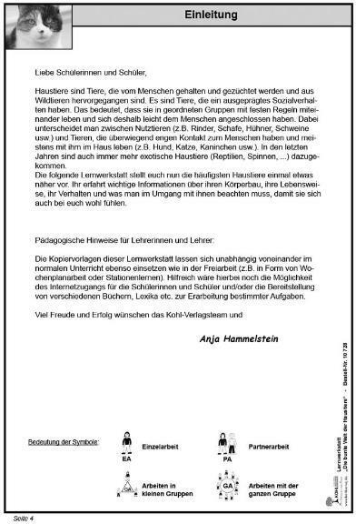 Nährwerte und Zutaten Lernwerkstatt - Die bunte Welt der Haustiere (Deutsch, KOHL VERLAG Der Verlag mit dem Baum, 2007)