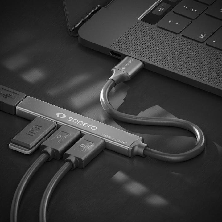 Produktbild Purelink sonero USB 3.2 Gen1x1 Hub - 4 Port USB-A Stecker - 0,50m - Space Grey (USB-A, 4 Ports)