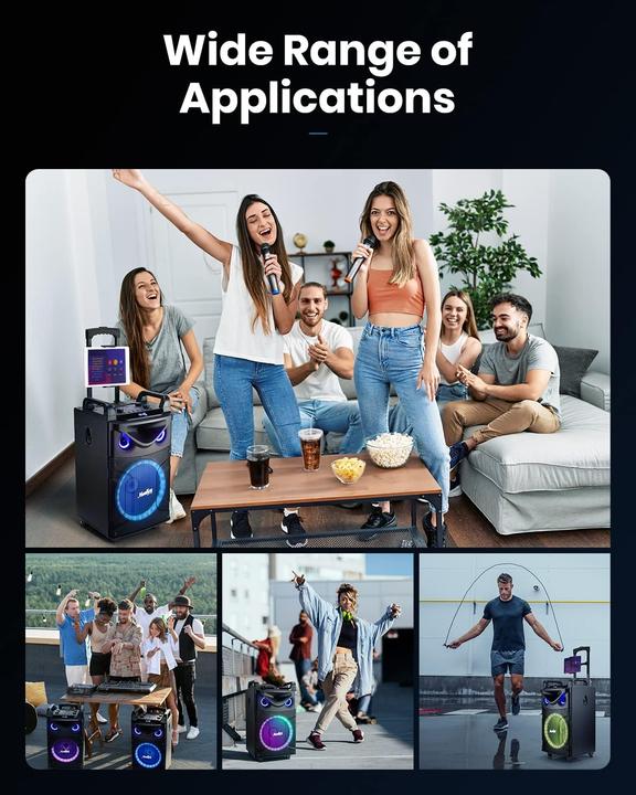 Actual product image MouKey Karaoke Maschine MTs12-1 mit zwei Mikrofonen (1x 200 W)