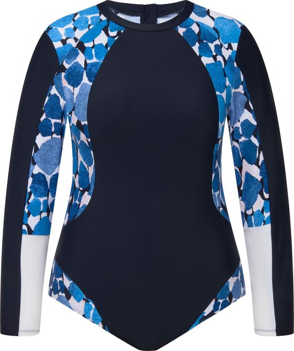 Image du produit Ulla Popken Maillot de bain UPF 50+. Sans bonnets souples. Mélange de plusieurs imprimés. Col ras du cou. (44)