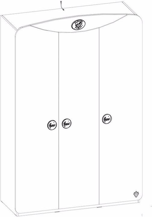 Image du produit Cilek Armoire en coton pour bébé 3 portes (132 cm)
