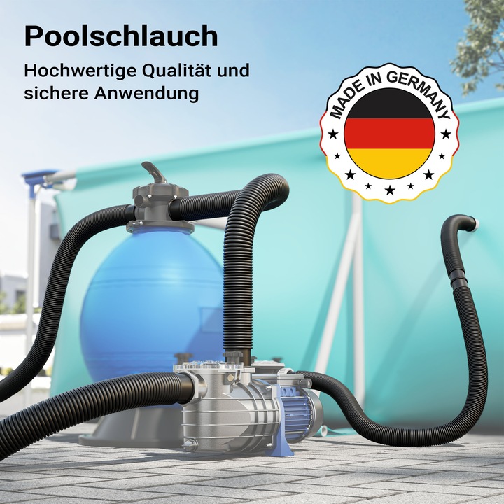 Produktbild Wiltec Poolschlauch 9 m ⌀32 mm Solarschlauch mit Muffe Schwimmbadschlauch