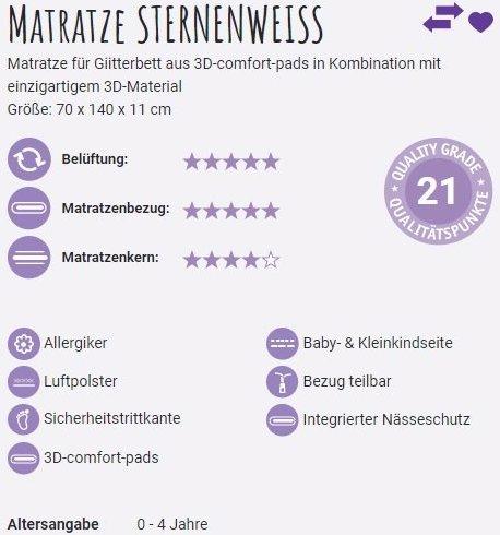 Produktbild Träumeland Matratze Sternenweiss 70x140cm (70 x 140 cm)