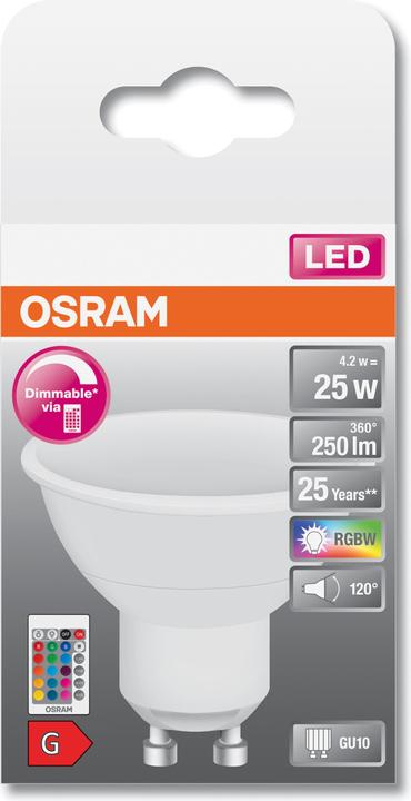 Produktbild Osram Led Retrofit Rgbw Lamps With Remote Control (GU10, 25 W, 250 lm, 1 x, G)