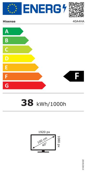Energy Label Hisense 40A4HA (40", LED, Full HD)