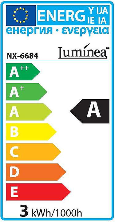 Etichetta energetica Luminea Lampada a LED a risparmio energetico (E27, 3 W, 205 lm, 1 x, A)