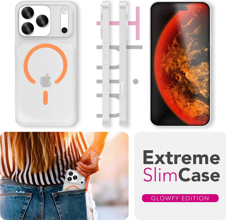 Produktbild Nalia MagSafe Cover "Thinix Glow" - 0,3mm Extrem Dünn, Leuchtender Magnet Ring - Ultra-Slim Hard Case (Apple iPhone 17 Pro)