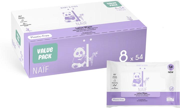Image du produit Naïf lingettes lotion pour bébés sans plastique (432 pièce(s))
