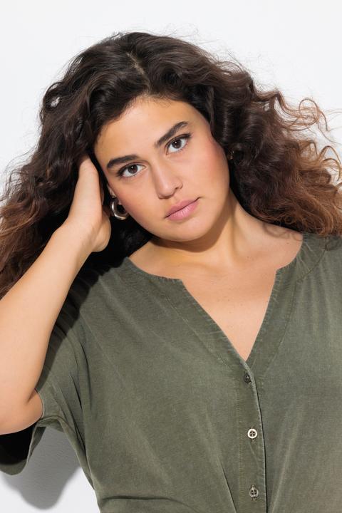 Produktbild Ulla Popken Jerseykleid, A-Linie, Tunika-Ausschnitt, Halbarm (42, 44)