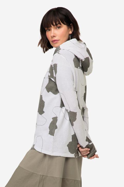 Produktbild Laurasøn Hoodie, Blätter Print, Netz-Kapuze, Langarm (S)