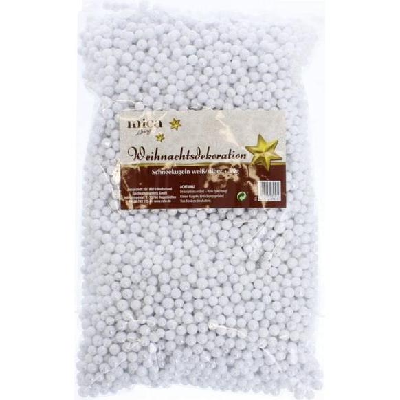 MICA Living, Christbaumschmuck, Schneekugeln weiss/silber - aus Kunststoff - ca. 6-8 mm