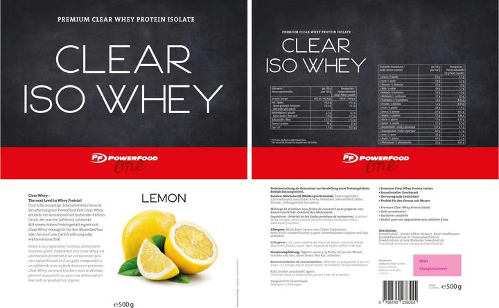 Produktbild Powerfood Clear Iso Whey (Zitrone, 1 Stk., 521 g)
