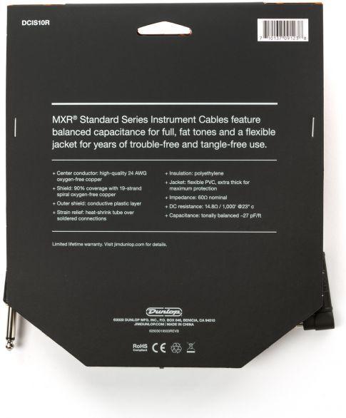 Actual product image Mxr Standard Instrument Cable with Right Angle Connector, 3m, Black (3 m)