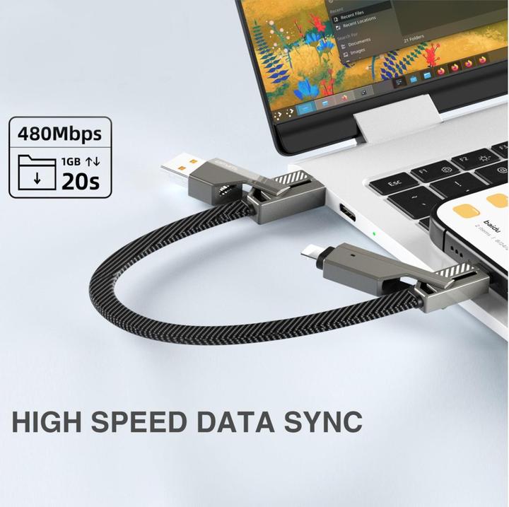 Actual product image 4smarts USB-C Kabel ComboCord und Keyring Kabel (1.50 m, USB 2.0, 240 W)