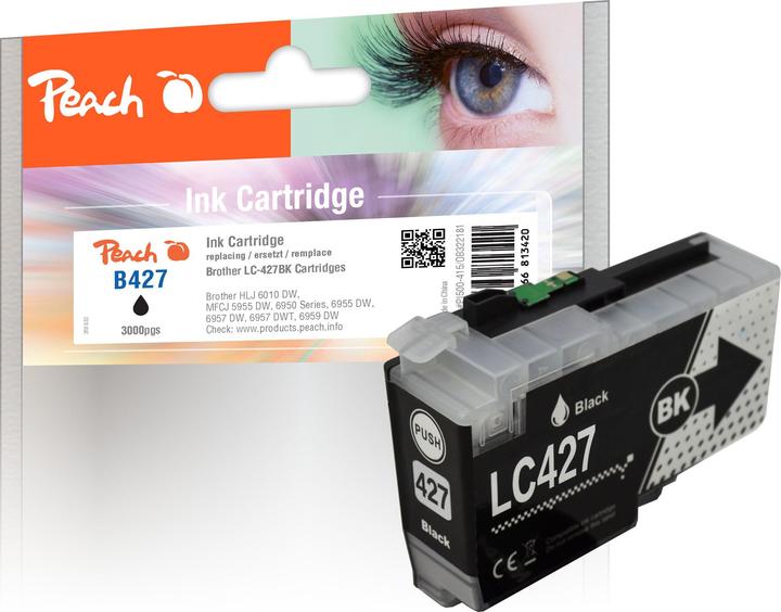 Actual product image Peach Tintenpatrone schwarz kompatibel zu Brother LC-427BK