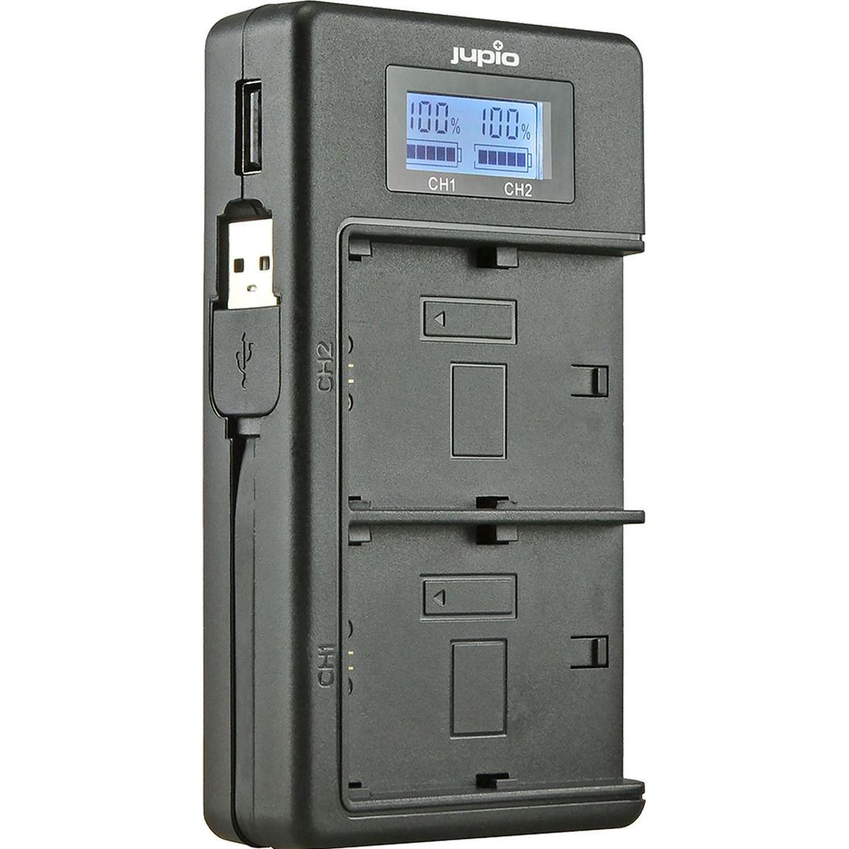 Jupio USB Duo Charger LCD voor Sony NP-FZ100 (JDC2013) (Caricabatterie per fotocamere), Alimentatore fotocamera, Nero