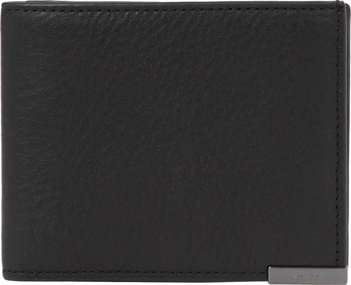 Actual product image Calvin Klein Men's Modern Plaque Bifold 5 CC Coin Small Wallet, Black (Ck Black), One Size