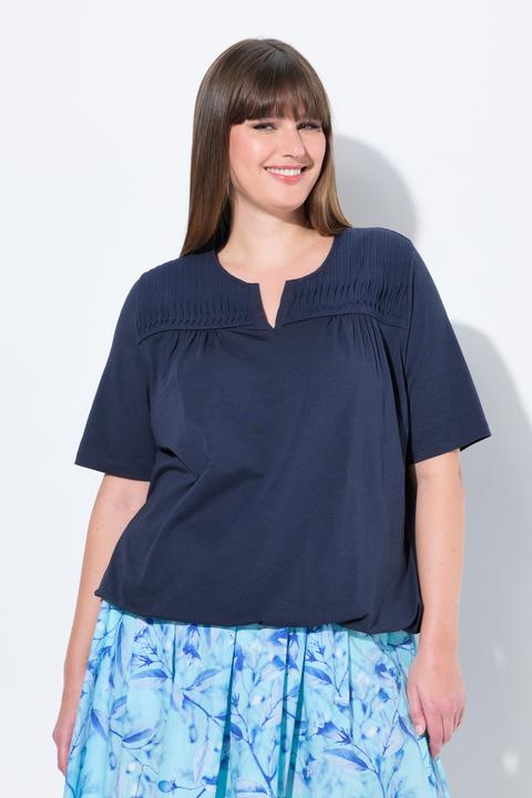 Immagine prodotto Ulla Popken T-shirt con orlo elastico, nervature, scollo a V e mezze maniche (62)