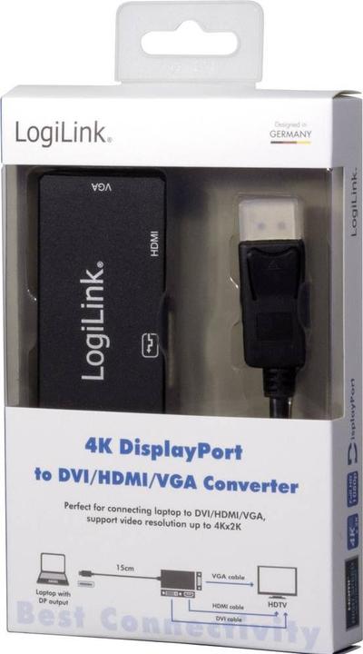 Immagine prodotto LogiLink Adattatore DisplayPort 4K (DVI, VGA, HDMI, 15 cm)
