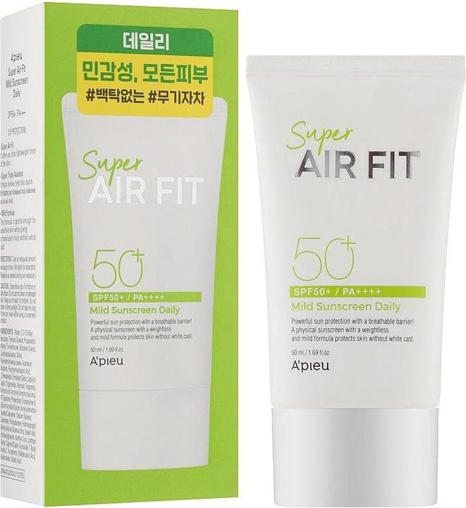 Actual product image A'Pieu Apieu Super Air Fit Mild Sunscreen (Suntan cream, SPF 50+, 50 ml)