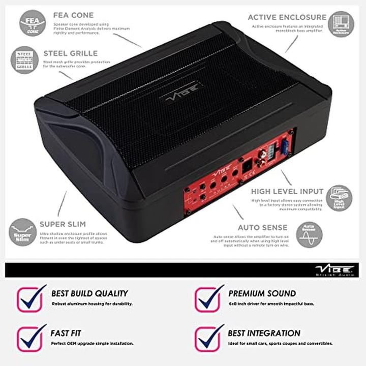 Image du produit Vibe Pulse C8A-VO - 8 inch - Underseat Subwoofer - 240Watt - Bass Boost - Commande de distance (240 W)