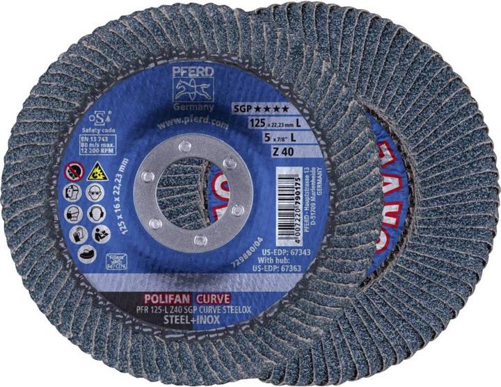 Actual product image Pferd Flap disc POLIFAN Flap disc PFR 125 L Z 40 SGP CURVE STEELOX Diameter mm 2 pcs. (40)
