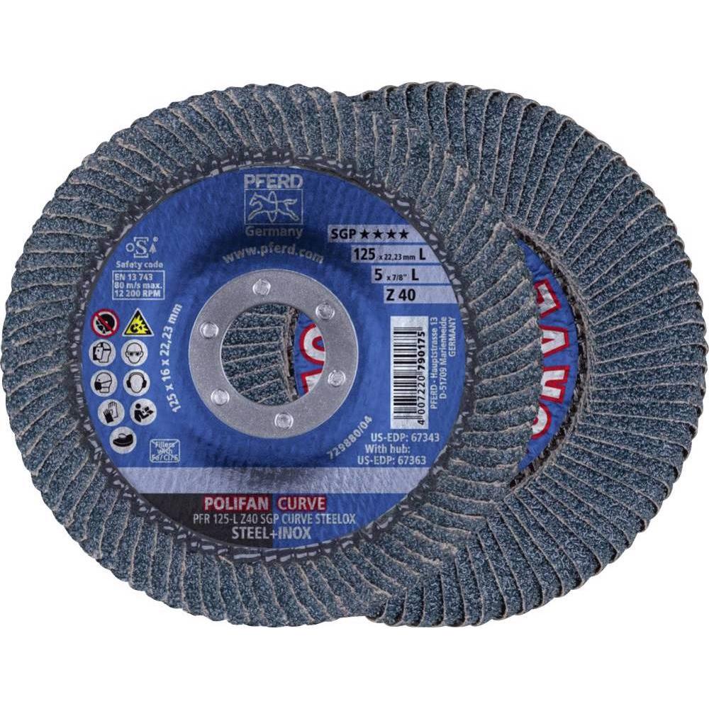 Pferd, Schleifmittel, Fächerschleifscheibe POLIFAN Fächerscheibe PFR 125 L Z 40 SGP CURVE STEELOX Durchmesser mm 2 St. (...