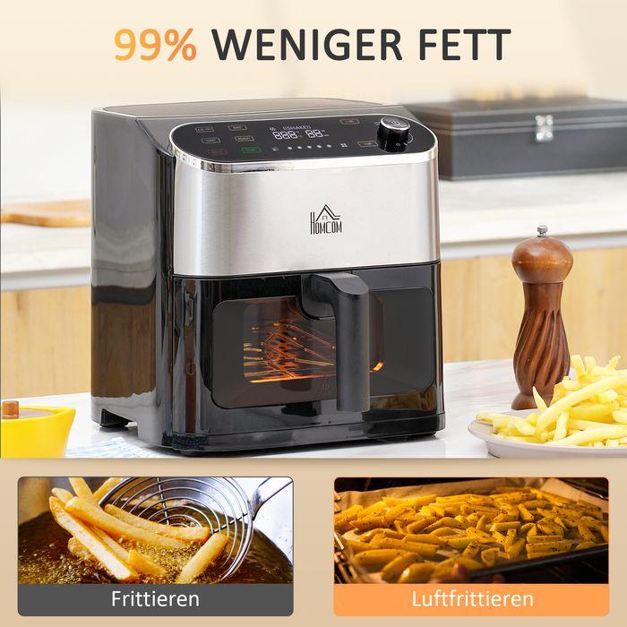 Image du produit Swisshandel24 Friteuse à air chaud Airfryer écran tactile 6,5 L 1350 W Minuterie 4en1, fenêtre de contrôle