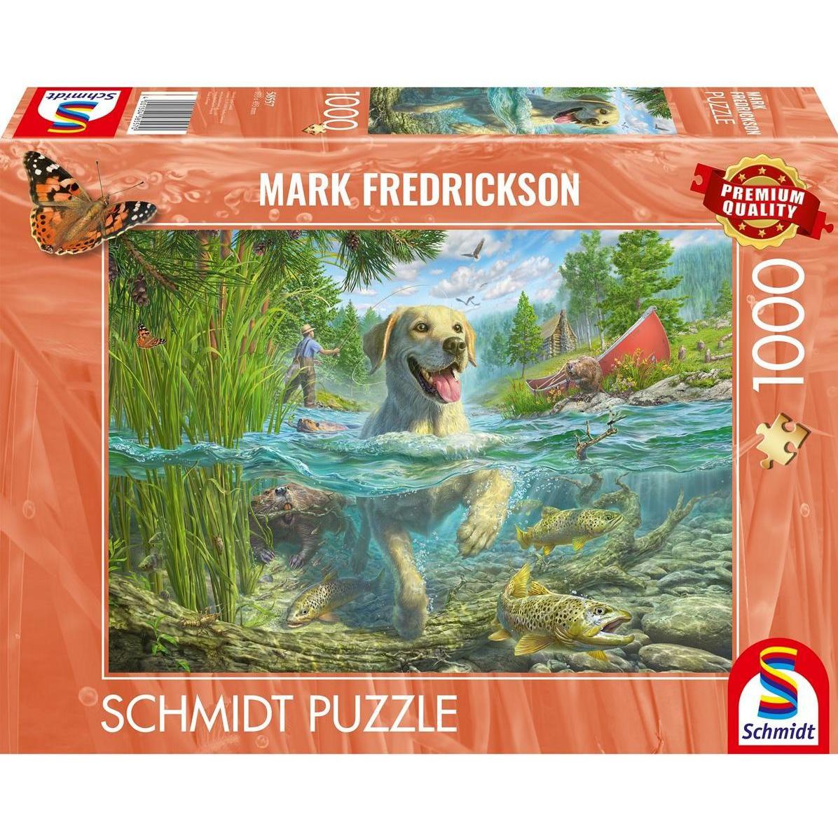 Schmidt Spiele Gelber Labrador auf Fischjagd 1000 Teile (1000 pezzi)