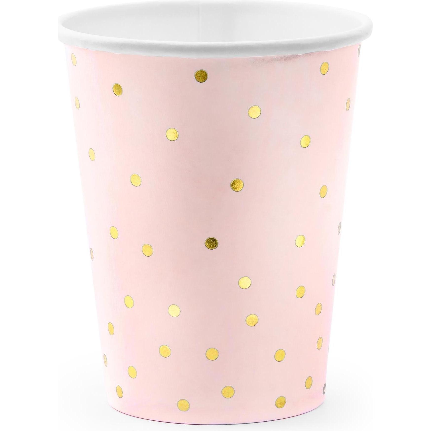 Partydeco, Einweggeschirr, Becher Dots, hellrosa, 260ml Einheitsgrösse (6 x)