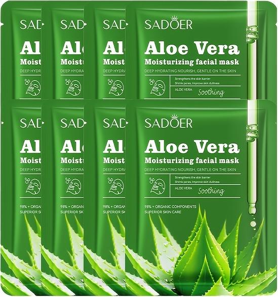 Actual product image PhoneLook 8er Pack Aloe Vera Tuchmasken feuchtigkeitsspendend und straffend mit Hyaluronsäure alkoholfrei (25 ml)