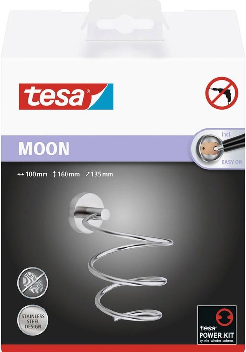 Actual product image tesa MOON hairdryer holder incl. adhesive solution without drilling