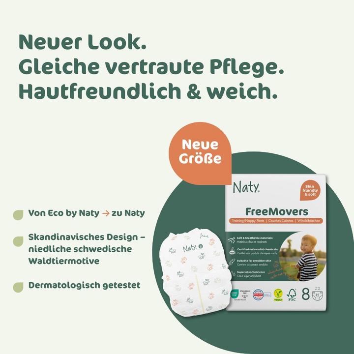 Produktbild Naty Bio-Windelhöschen (Gr. 8, Tragepack, 15 Stk.)
