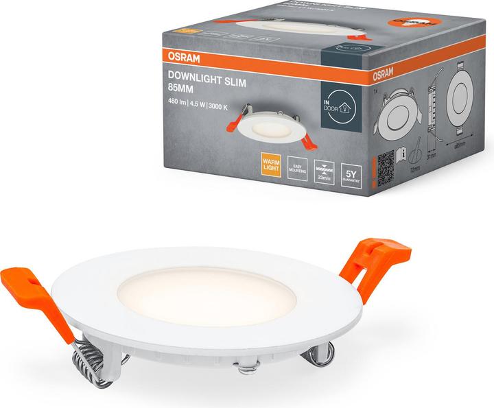 Actual product image Osram 4099854444708 Downlight Slim 85mm 4.5W 3000K LED ceiling light 4.50 W (240 lm)
