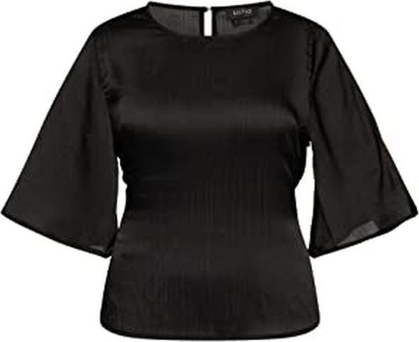 Actual product image Idony Elegant Satin Blouse with Tie Waist and Wing Sleeves (S)
