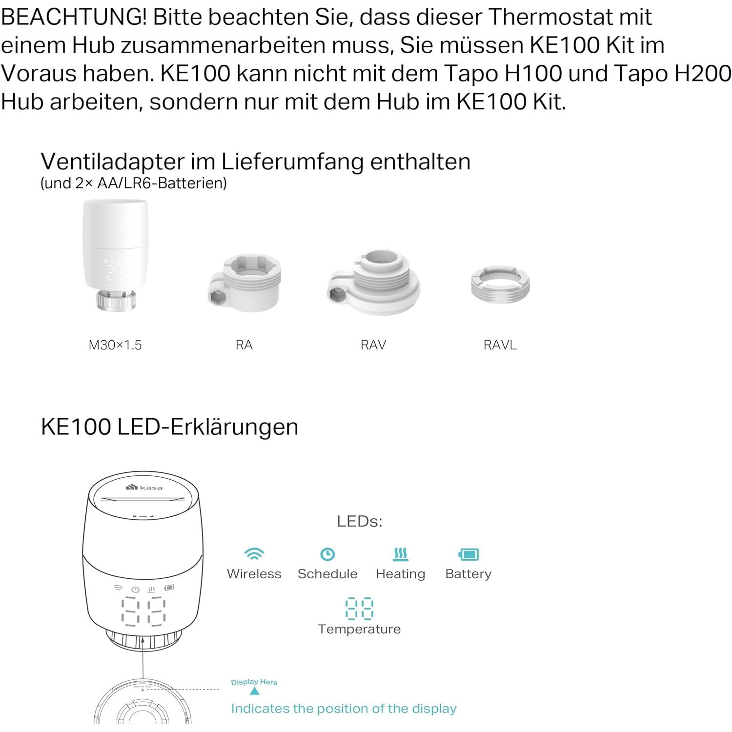 Thumbnail - TP-Link KE100 - Kasa - Intelligentes thermostatisches Heizkörperventil, Thermostat, Weiss