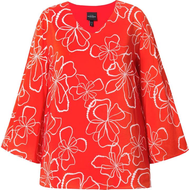 Image du produit Ulla Popken Blouse doublée, décolleté en V et manches longues (58)